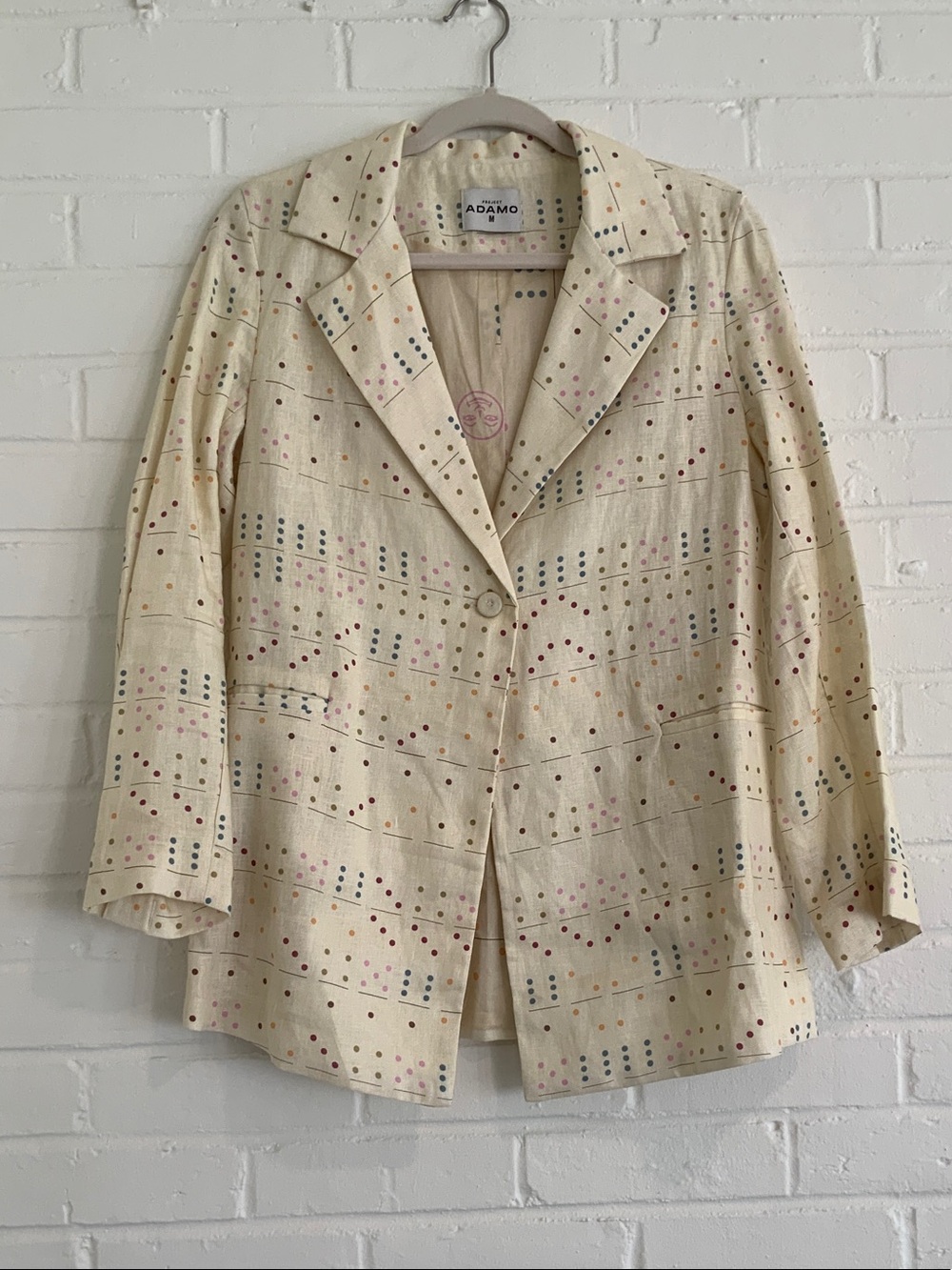 Adam Cream Blazer with Multicolor Dot Grid